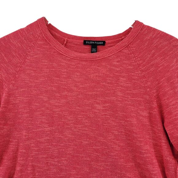 Eileen Fisher Organic Linen Cotton Slub Knit Sweater Coral Pink Size XS Crewneck - Picture 2 of 10